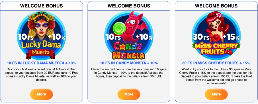 Sweety Win Casino welcome bonus stages: freespins and % to deposit Sweety Win Casino welcome bonus stages: freespins and % to deposit